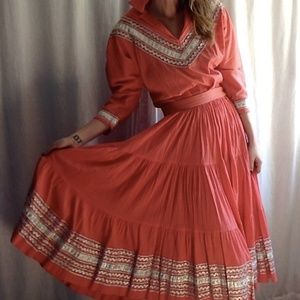 <VTG> Handmade Squaw Patio Dress Skirt Set